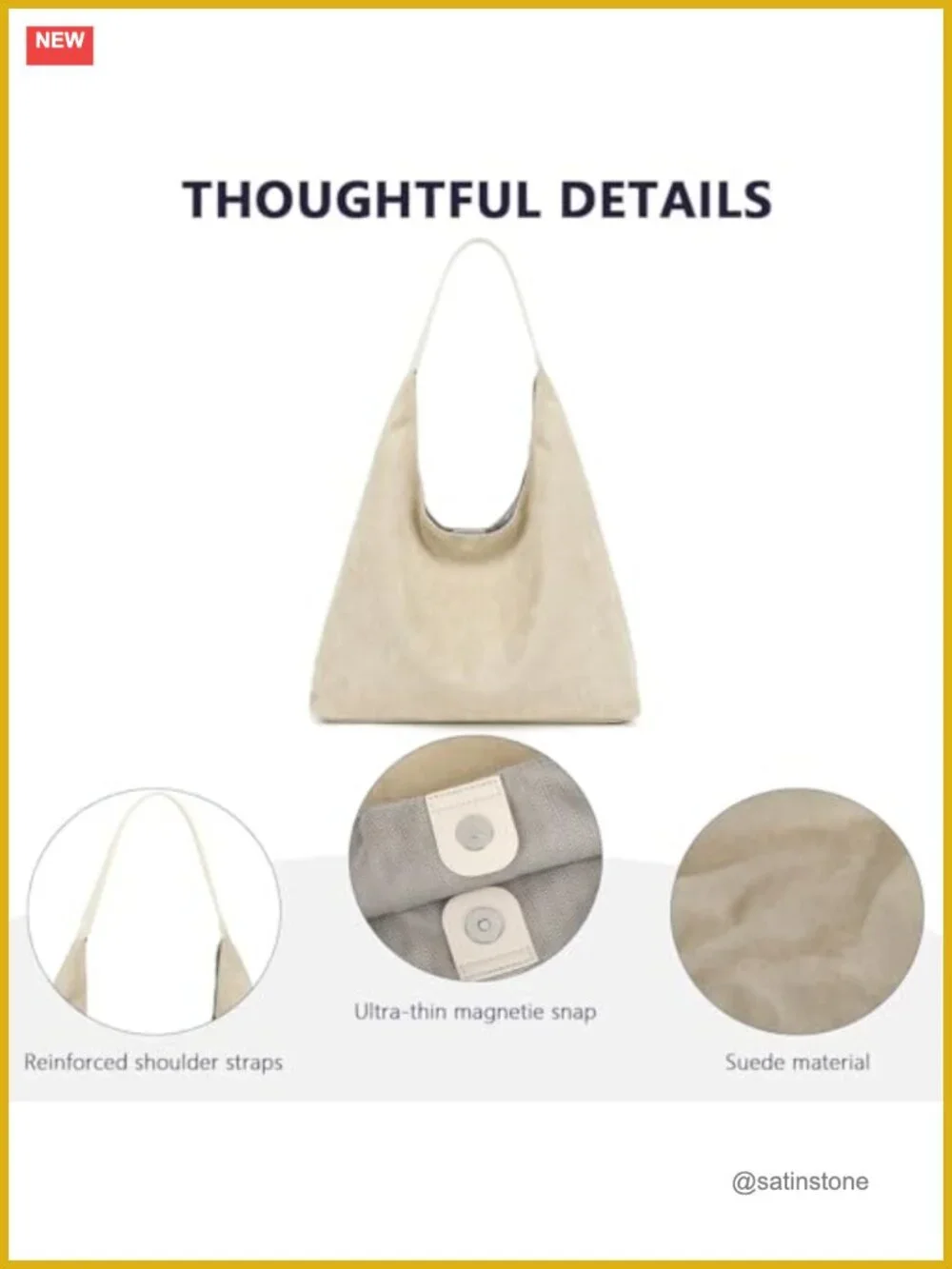 Faux Suede Slouchy Hobo Bag with Removable Cosmetic Pouch